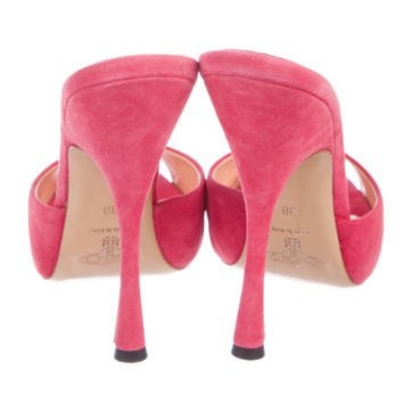 VIVIENNE WESTWOOD PINK SUEDE SLIDE SANDALS SLIP ON - Picture 4 of 5